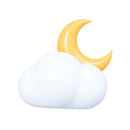 Cloud with Crescent moon  3D Icon