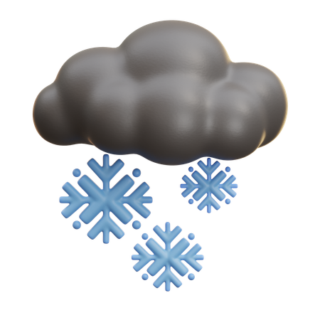 Cloud With Falling Snowflakes  3D Icon