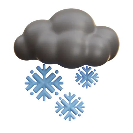 Cloud With Falling Snowflakes  3D Icon