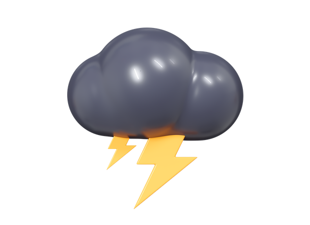 Cloud With Lightning  3D Icon
