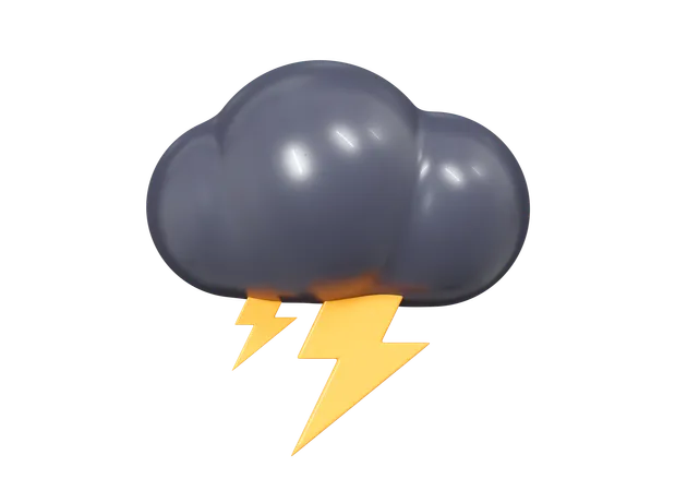 Cloud With Lightning  3D Icon
