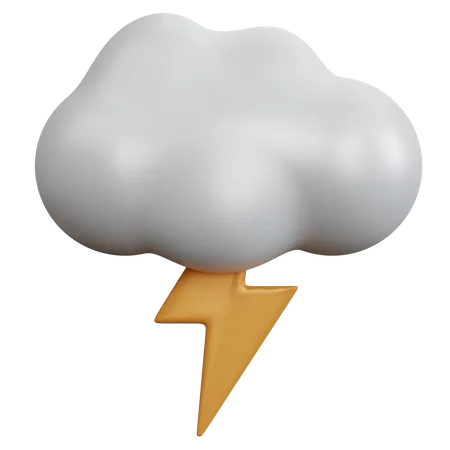 Cloud With Lightning  3D Icon