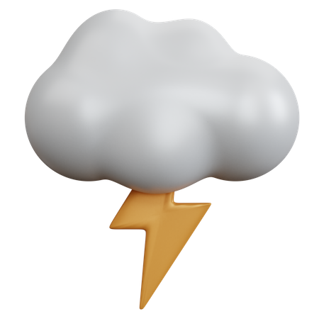 Cloud With Lightning 3D Icon