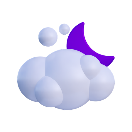 Cloud With Moon  3D Illustration