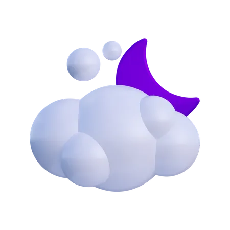 Cloud With Moon  3D Illustration