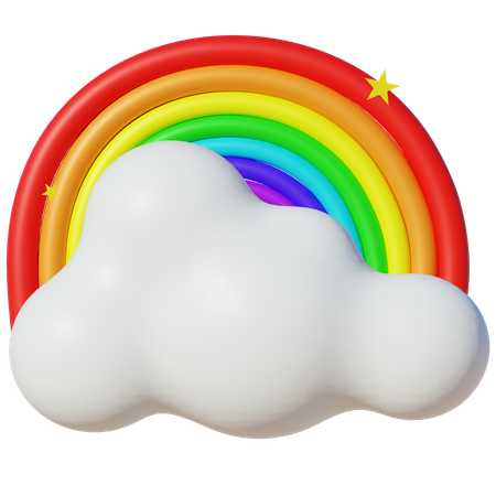 Cloud With Rainbow  3D Icon