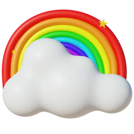 Cloud With Rainbow  3D Icon