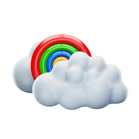 Cloud with Raindbow  3D Icon