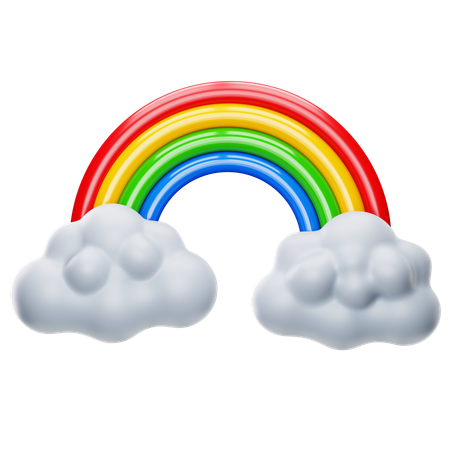 Cloud with Raindbow  3D Icon