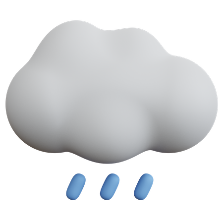 Cloud With Raindrops  3D Icon