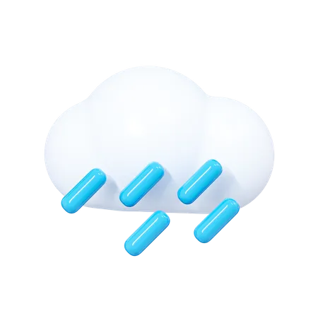 Cloud with Raindrops  3D Icon