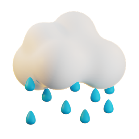 Cloud With Raindrops  3D Icon