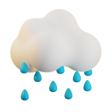 Cloud With Raindrops  3D Icon