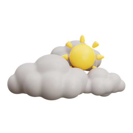 昇る太陽と雲  3D Icon