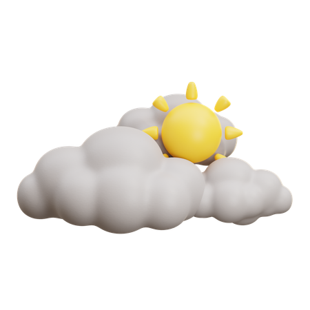 Cloud With Rising Sun  3D Icon