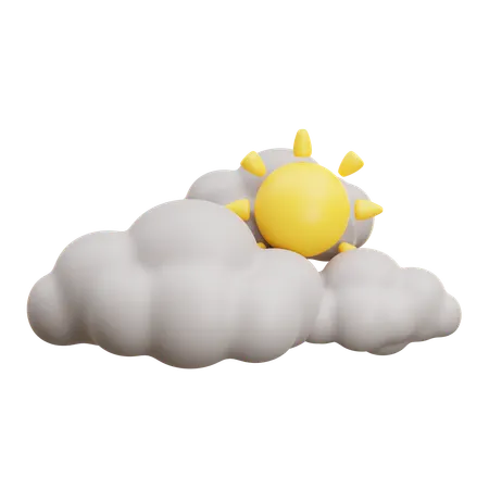 Cloud With Rising Sun  3D Icon