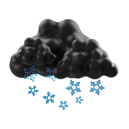 Cloud With Snow  3D Icon