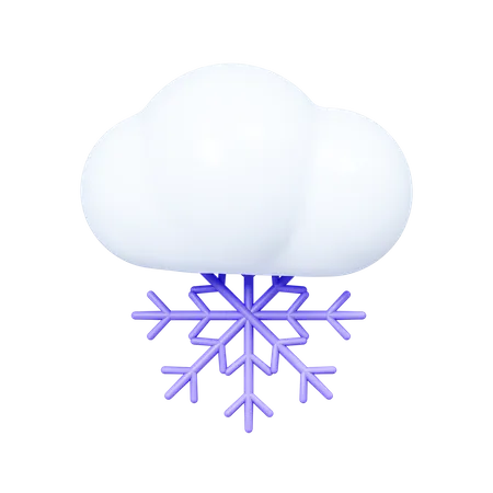Cloud with Snowflake  3D Icon