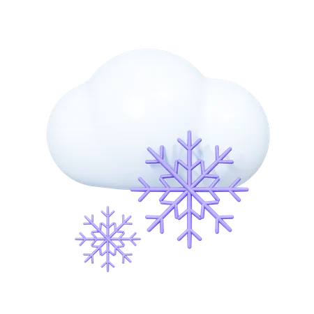 Cloud with Snowflakes  3D Icon