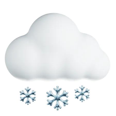 Cloud With Snowflakes  3D Icon