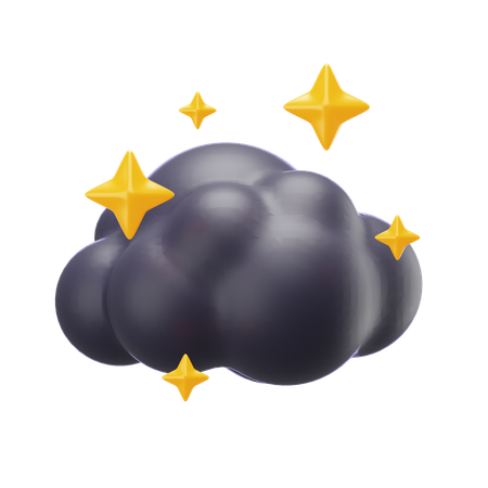 星のついた雲  3D Icon