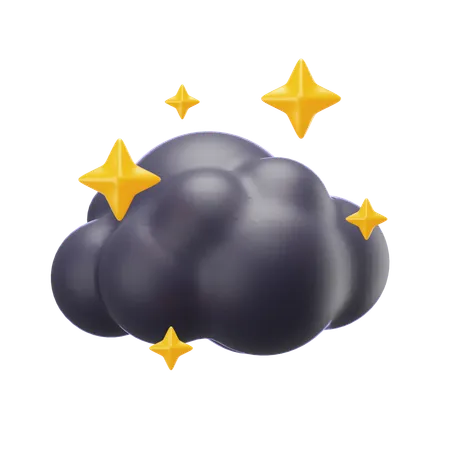 星のついた雲  3D Icon