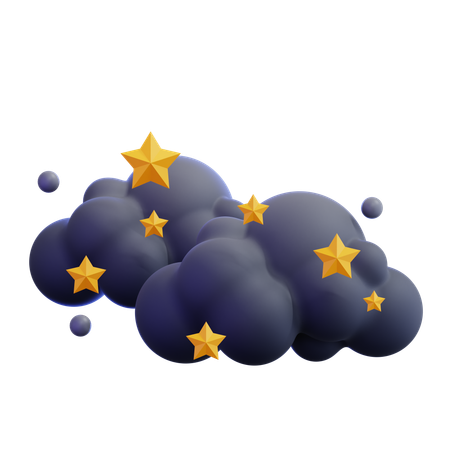 Cloud With Stars  3D Icon