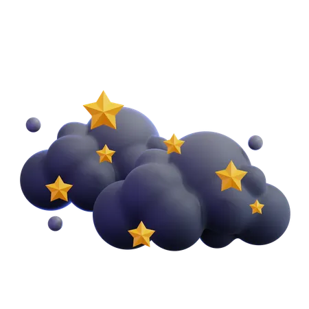 Cloud With Stars  3D Icon