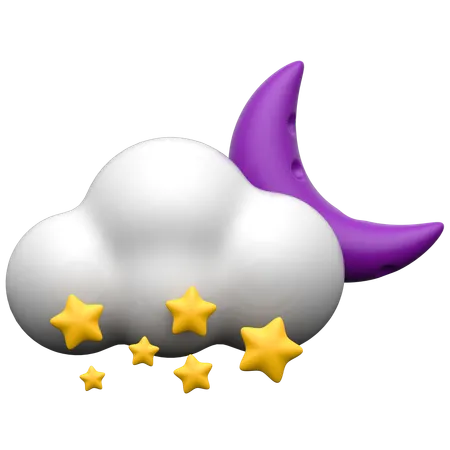 Cloud With Stars  3D Icon