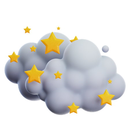 Cloud With Stars  3D Icon