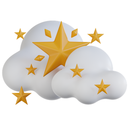 Cloud With Stars  3D Icon