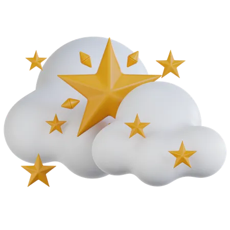 Cloud With Stars  3D Icon