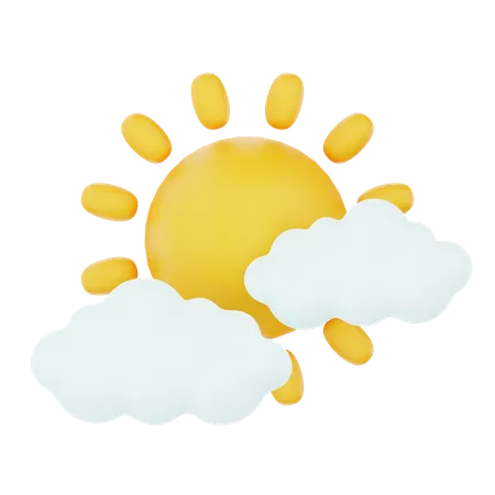 Cloud With Sun  3D Icon