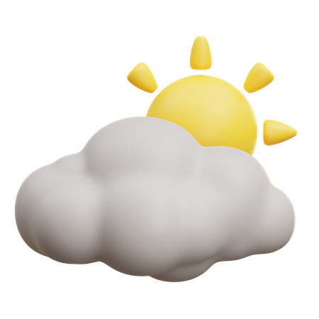 太陽と雲  3D Icon