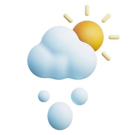 Cloud With Sun  3D Icon