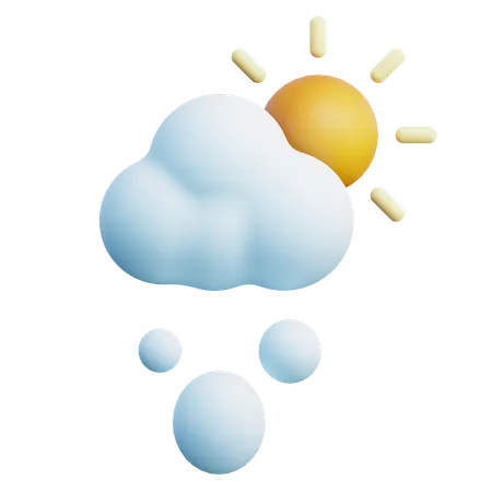 Cloud With Sun  3D Icon