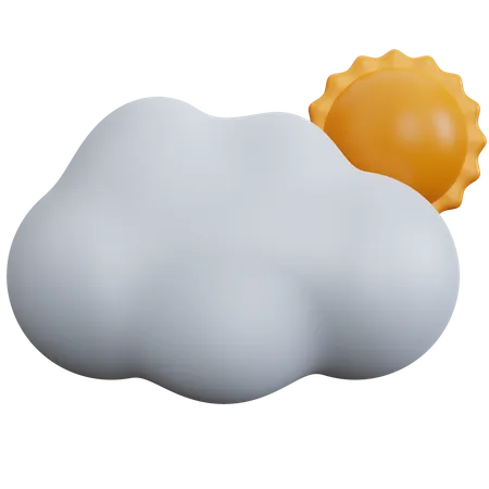 Cloud With Sun  3D Icon