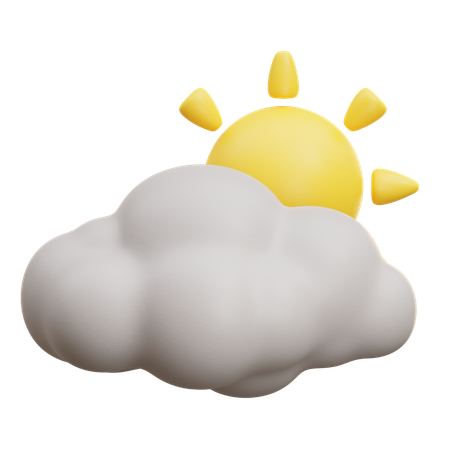 Cloud With Sun  3D Icon