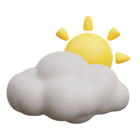 Cloud With Sun  3D Icon