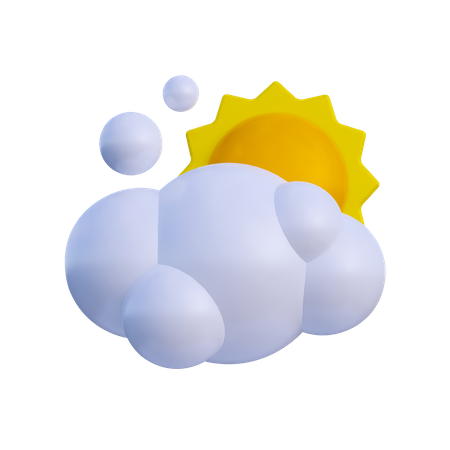 Cloud With Sun  3D Illustration