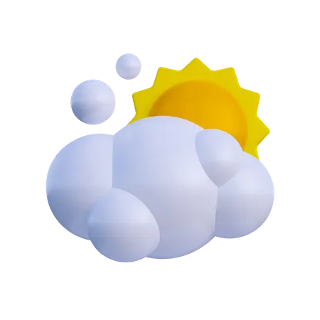 Cloud With Sun  3D Illustration
