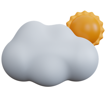 Cloud With Sun 3D Icon