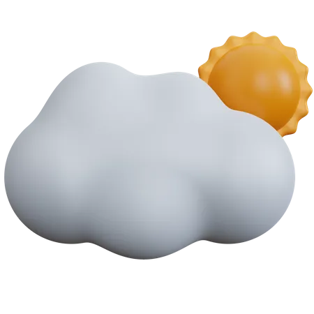 3 D Rendering Cloud With Sun Isolated 3D Icon