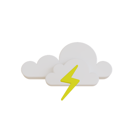 Cloud With Thunderstorm  3D Icon