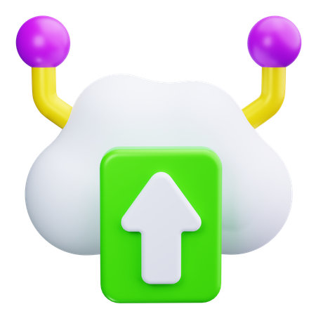 上矢印付き雲  3D Icon