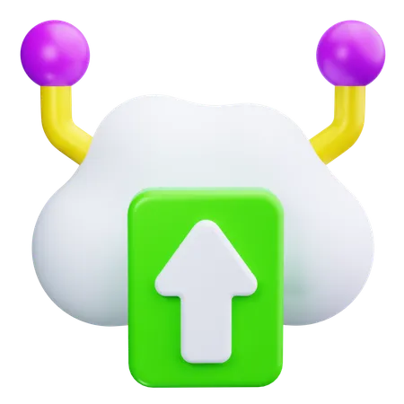 上矢印付き雲  3D Icon