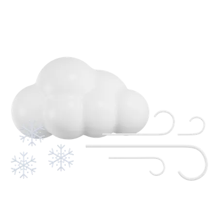 Cloud With Wind And Snow  3D Icon