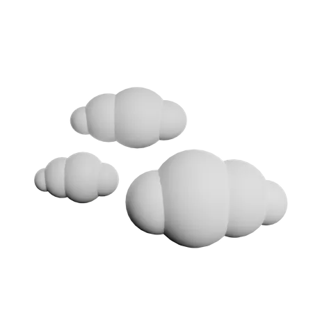 Three Cloud On White 3D Illustration