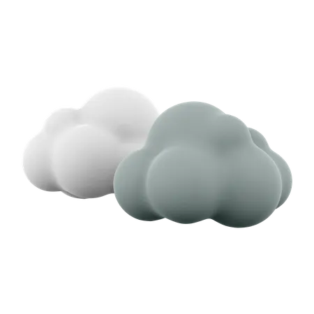 3 D Rendering Dark And White Clouds Icon 3 D Render Cloudly Weather Icon Dark And White Clouds 3D Icon