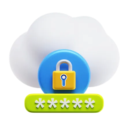 Clouds Security Protection  3D Icon